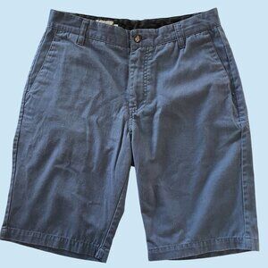 Volcom Shorts Mens 30x10 Solid Blue Flat Front Chino Slash‎ Pockets Cotton Blend